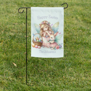 Watercolor Easter Spring Fairy Garden Flag