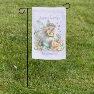 Watercolor Easter Spring Fairy Garden Flag