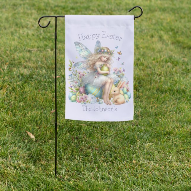 Watercolor Easter Spring Fairy Garden Flag (In SItu)