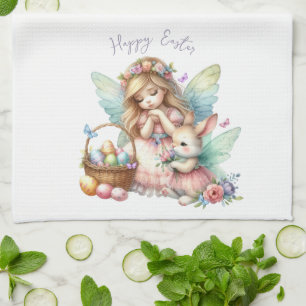 Watercolor Easter Spring Fairy Kitchen Towel