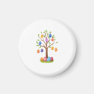 Watercolor Easter Tree with Hanging Decorated Eggs Magnet
