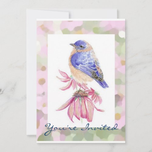 Watercolor Eastern Bluebird Blue Bird Art Invitation