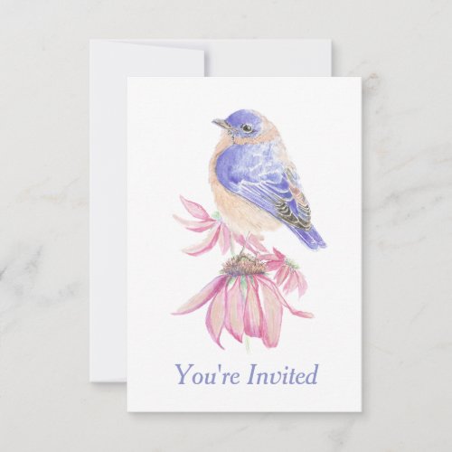 Watercolor Eastern Bluebird Blue Bird Art Invitation