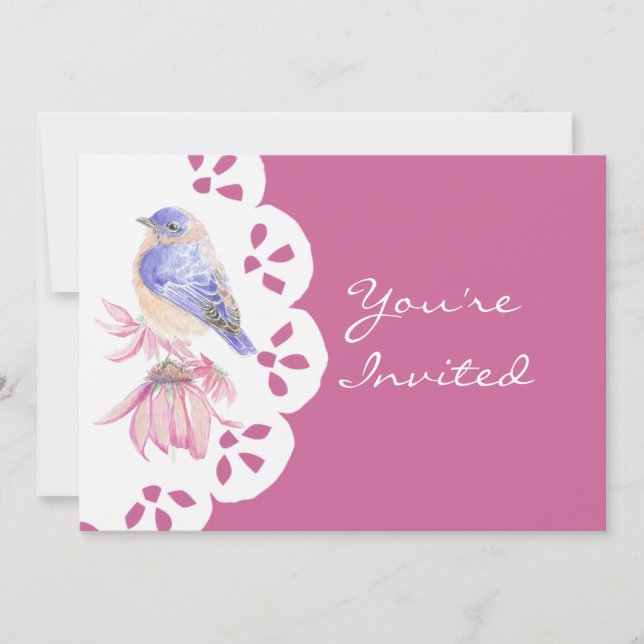 Watercolor Eastern Bluebird Blue Bird Art Invitation (Front)