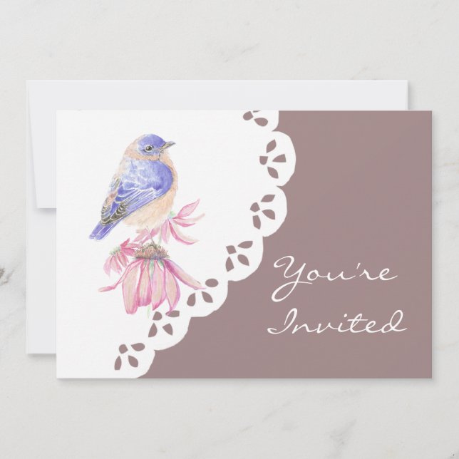 Watercolor Eastern Bluebird Blue Bird Art Invitation (Front)