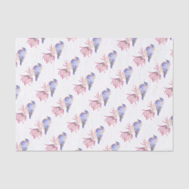 Watercolor Eastern Bluebird Blue Garden Bird Tissue Paper (Front)