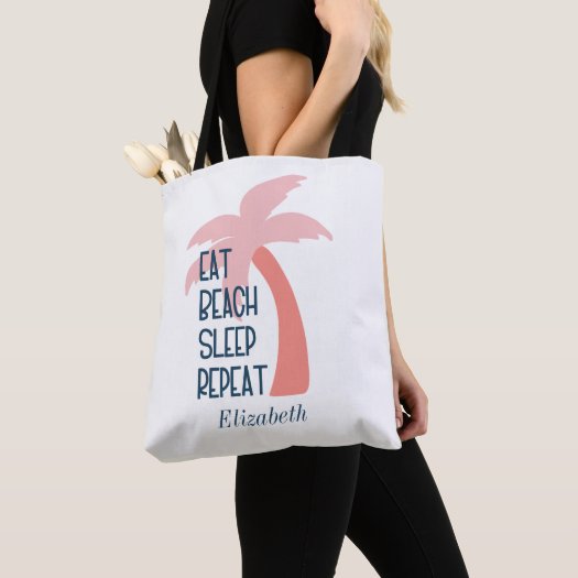 Watercolor Eat Beach Sleep Repeat Palm Tree  Tote 