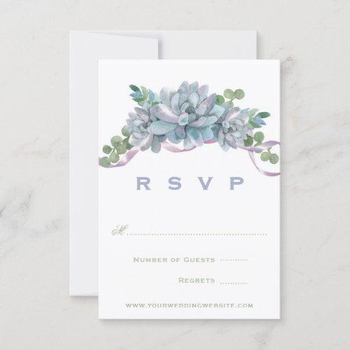 Watercolor Echeveria with Purple Ribbon RSVP