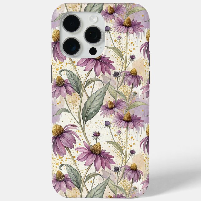 Watercolor Echinacea Purple & Gold  Case-Mate iPhone Case (Back)