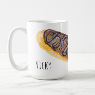 Watercolor Eclairs Donuts Fun Hand Painted Coffee Mug