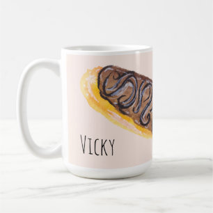 Watercolor Eclairs Donuts Fun Whimiscal Pink Coffee Mug
