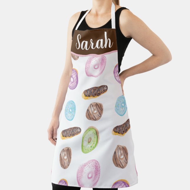 Watercolor Eclairs Donuts Fun Whimiscal Sweet Apron (Insitu)