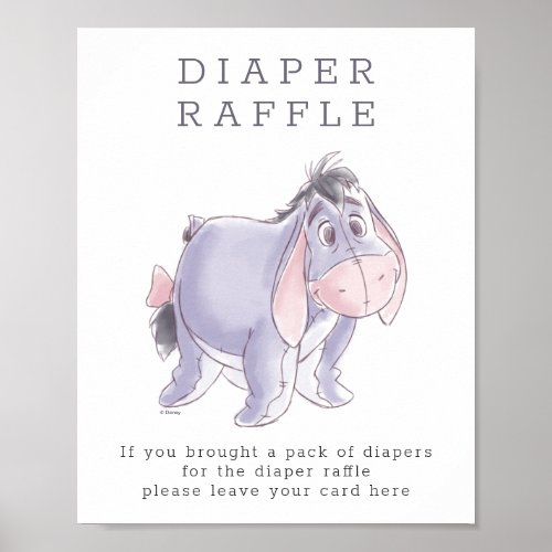 Watercolor Eeyore Baby Shower Diaper Raffle Poster