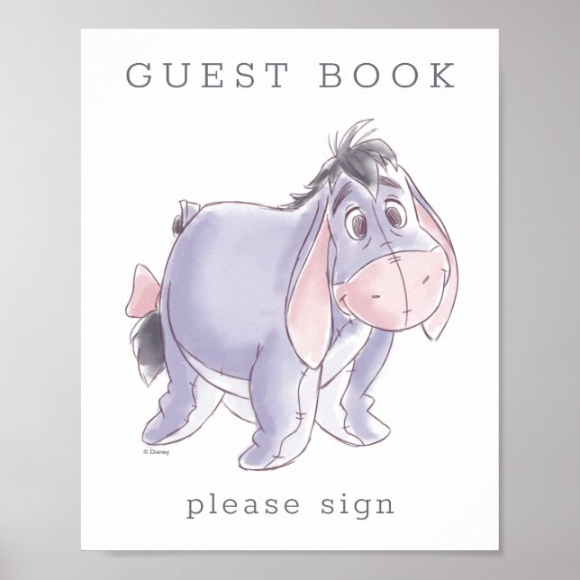 Watercolor Eeyore Baby Shower Guest Book (Front)
