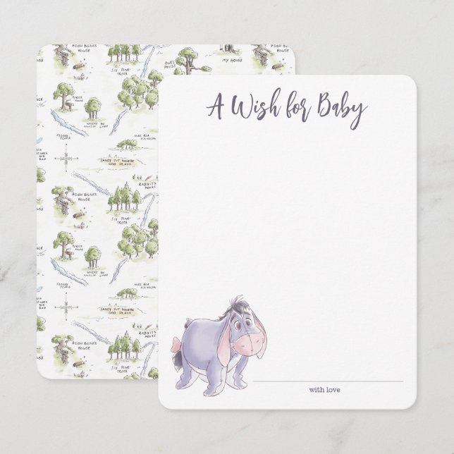 Watercolor Eeyore Baby Shower Note Card (Front/Back)