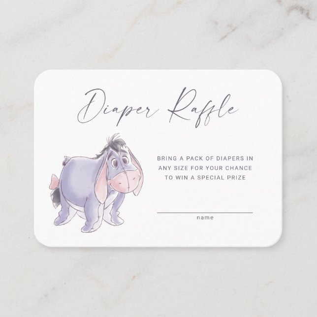 Watercolor Eeyore Diaper Raffle Insert Card (Front)