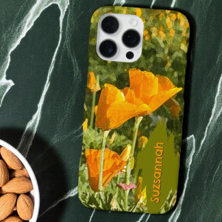 Watercolor Effect California Poppy Photo Custom iPhone 16 Pro Max Case