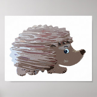 Watercolor Effect Hedgehog Poster