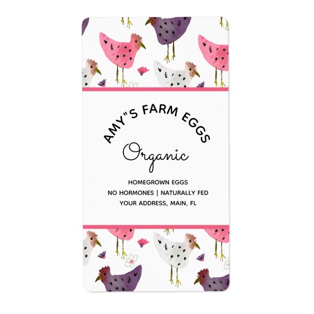 Watercolor Egg Farm Eggs Business Label (Front)