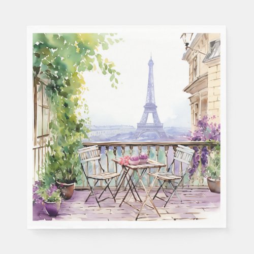 Watercolor Eifel Tower Paris French Cafe Napkins