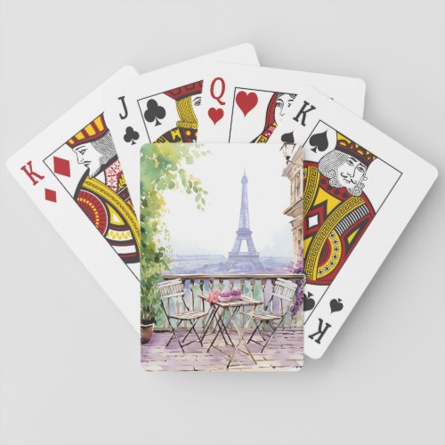 Watercolor Eifel Tower Paris French Cafe Playing Cards