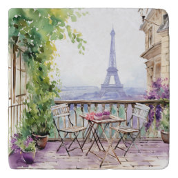 Watercolor Eifel Tower Paris French Cafe Trivet