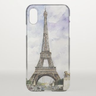 Watercolor Eiffel Tower iPhone X Deflector Case