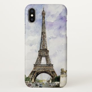 Watercolor Eiffel Tower iPhone X Phone Case