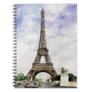 Watercolor Eiffel Tower Notebook