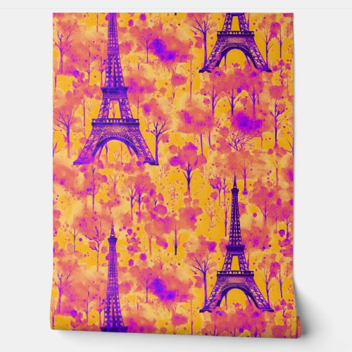 Watercolor Eiffel Tower Paris Bold Bright Wallpaper