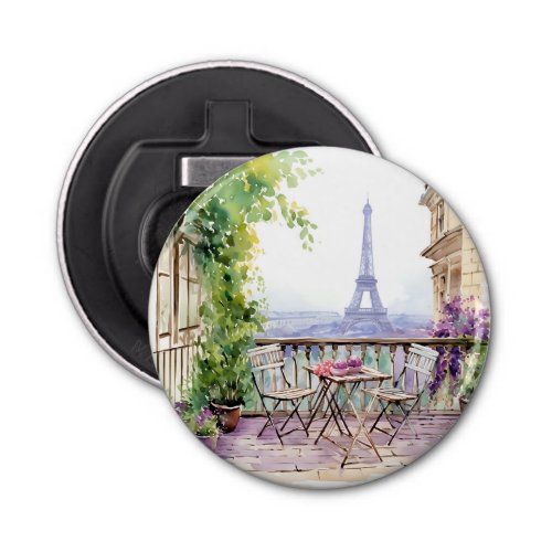 Watercolor Eiffel Tower Paris French Cafe Bottle Opener