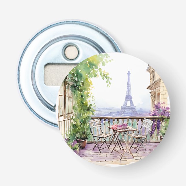 Watercolor Eiffel Tower Paris French Cafe Bottle Opener (Front)