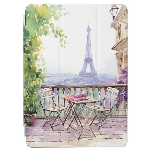 Watercolor Eiffel Tower Paris French Cafe iPad Air Cover