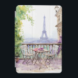 Watercolor Eiffel Tower Paris French Cafe iPad Mini Cover<br><div class="desc">Watercolor Eiffel Tower Paris French Cafe iPad Cases Covers features a watercolor french cafe seating area with Paris and the Eiffel Tower in the background. Created by Evco Studio www.zazzle.com/store/evcostudio</div>
