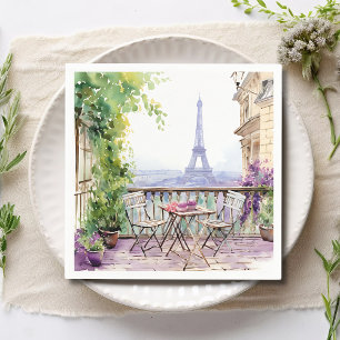 Watercolor Eiffel Tower Paris French Cafe Napkins