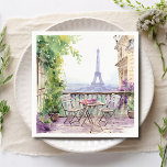Watercolor Eiffel Tower Paris French Cafe Napkins<br><div class="desc">Watercolor Eiffel Tower Paris French Cafe Paper Party Napkins features a watercolor french cafe seating area with Paris and the Eiffel Tower in the background. Created by Evco Studio www.zazzle.com/store/evcostudio</div>