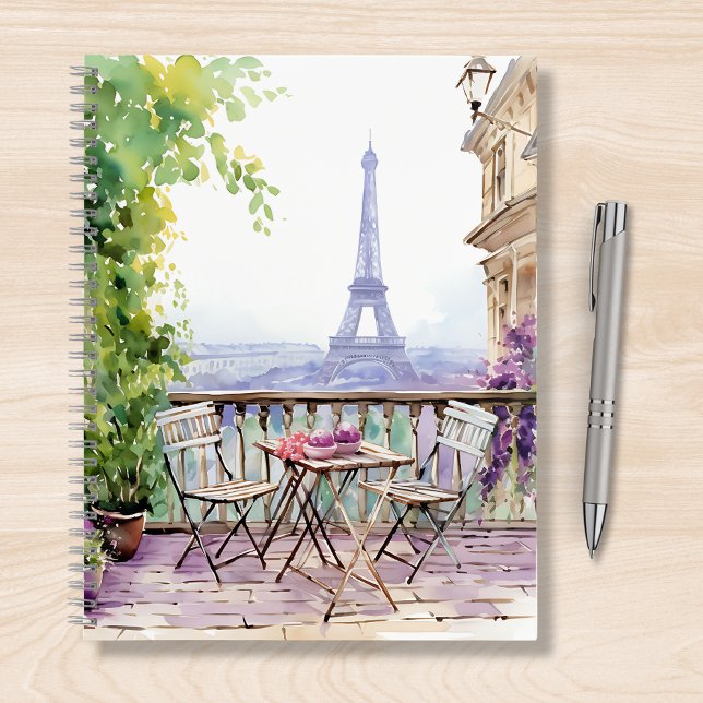 Watercolor Eiffel Tower Paris French Cafe Notebook (Creator Uploaded)