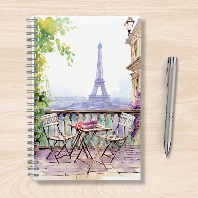 Watercolor Eiffel Tower Paris French Cafe Notebook (Creator Uploaded)
