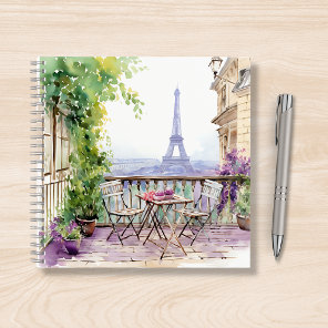Watercolor Eiffel Tower Paris French Cafe Notebook