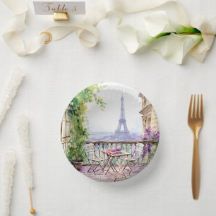 Watercolor Eiffel Tower Paris French Cafe Paper Bowls