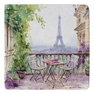 Watercolor Eiffel Tower Paris French Cafe Trivet