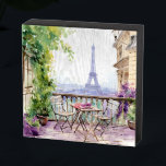 Watercolor Eiffel Tower Paris French Cafe Wooden Box Sign<br><div class="desc">Watercolor Eiffel Tower Paris French Cafe Wooden Box Sign features a watercolor french cafe seating area with Paris and the Eiffel Tower in the background. Created by Evco Studio www.zazzle.com/store/evcostudio</div>
