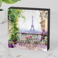 Watercolor Eiffel Tower Paris French Cafe