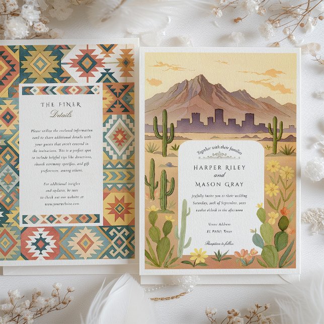 Watercolor El Paso Texas Wedding Invitation (Creator Uploaded)