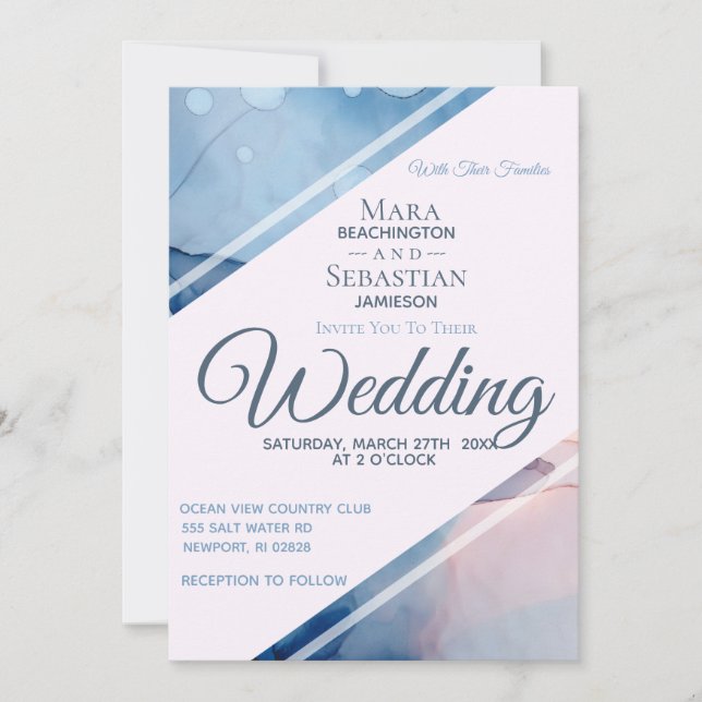 *~* Watercolor Elegant Abstract AR17 Wedding Invitation (Front)