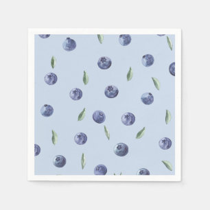 Watercolor elegant blueberry baby shower napkins