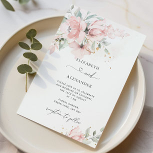 Watercolor elegant blush floral wedding invitation