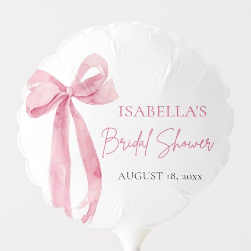 Watercolor Elegant Blush Pink Bow Bridal Shower Balloon