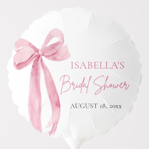 Watercolor Elegant Blush Pink Bow Bridal Shower Balloon