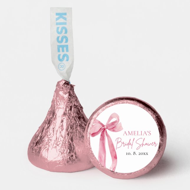 Watercolor Elegant Blush Pink Bow Bridal Shower Hershey®'s Kisses® (Front)